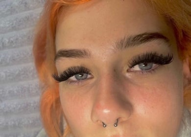 Close-up of lush eyelashes at Mirror on the Wall, Stalham, England, GB.