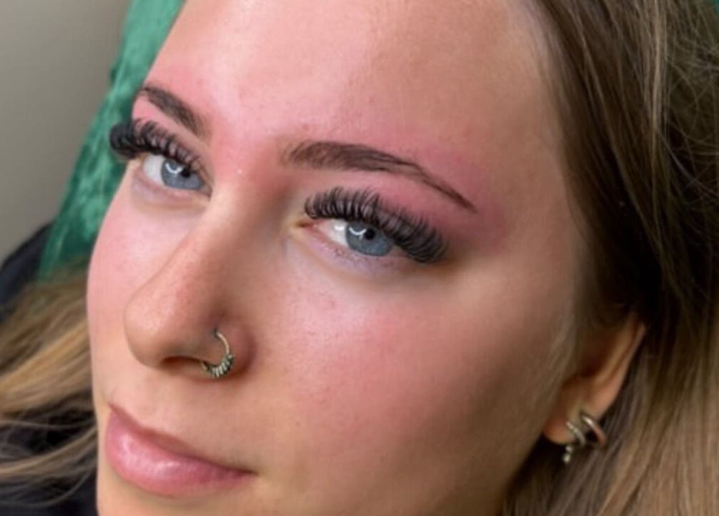 Close-up of detailed eyelash extension at Mirror on the Wall, Stalham, England, GB.