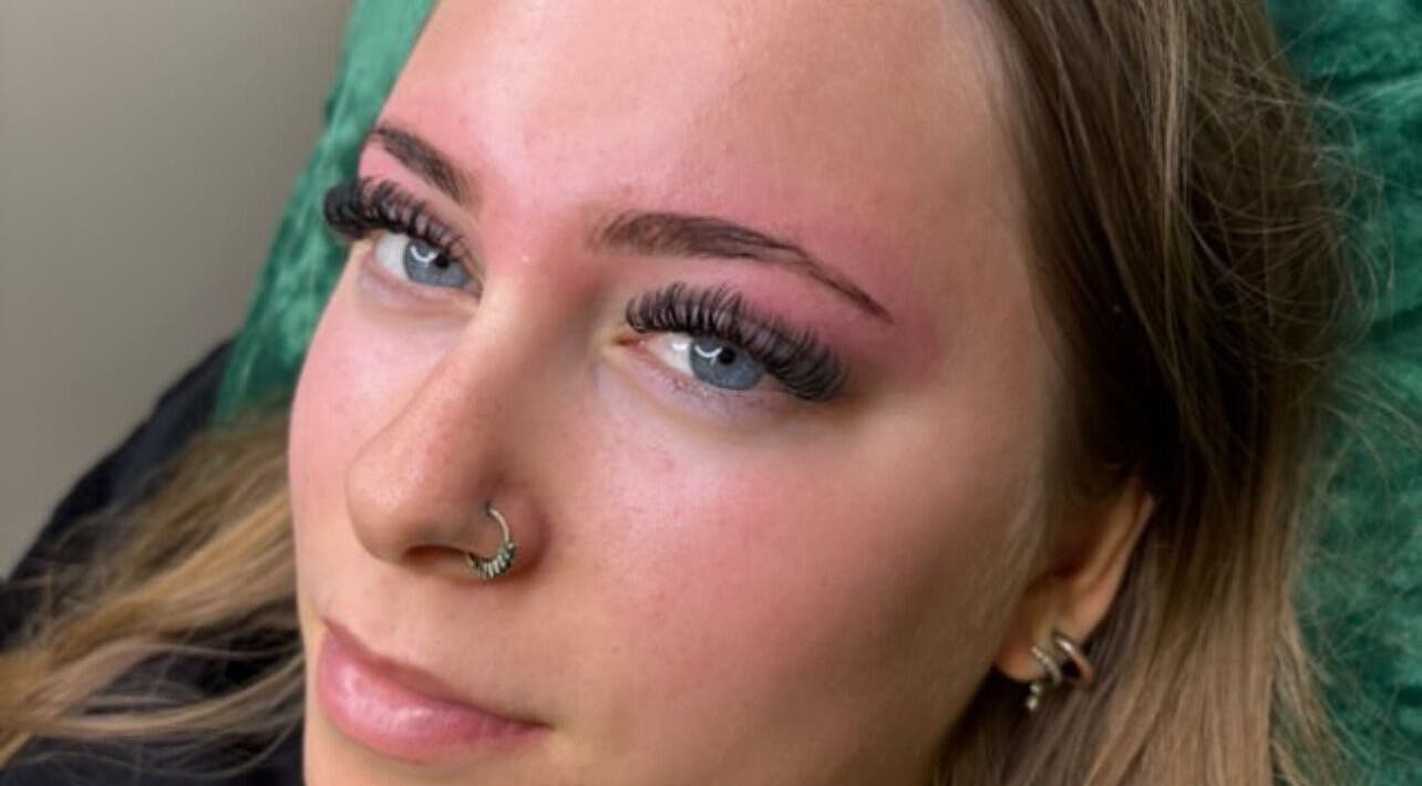 Close-up of detailed eyelash extension at Mirror on the Wall, Stalham, England, GB.