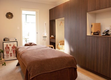 Co Co Ci Remedial Massage and Facial in Edwardstown, South Australia features a serene therapy room.