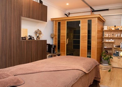 Relaxing massage room at Co Co Ci Remedial Massage and Facial, Edwardstown, South Australia, AU.