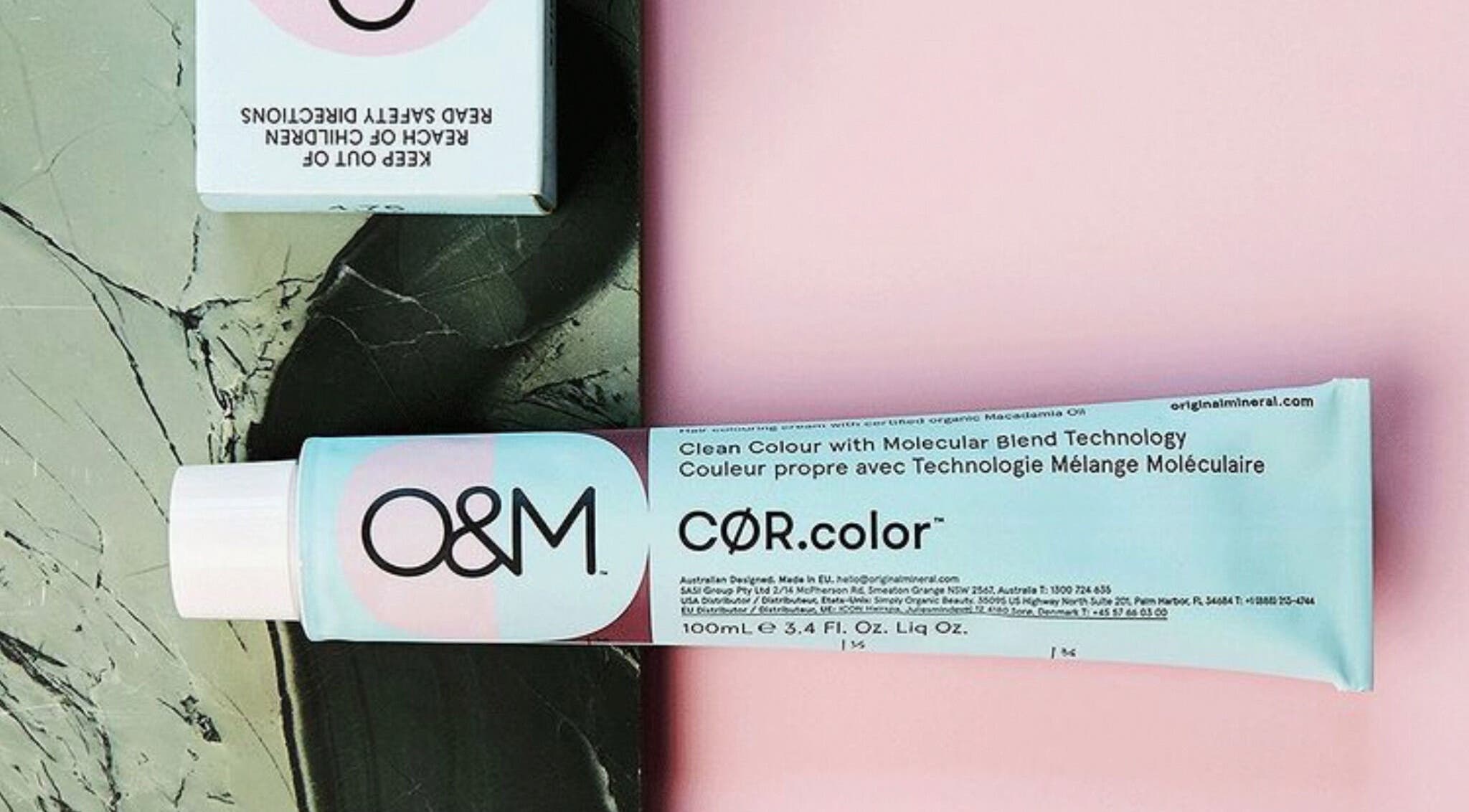 O&M hair color tube at Luxe Hair, Tamworth, New South Wales, AU. Enhance your look with premium color.