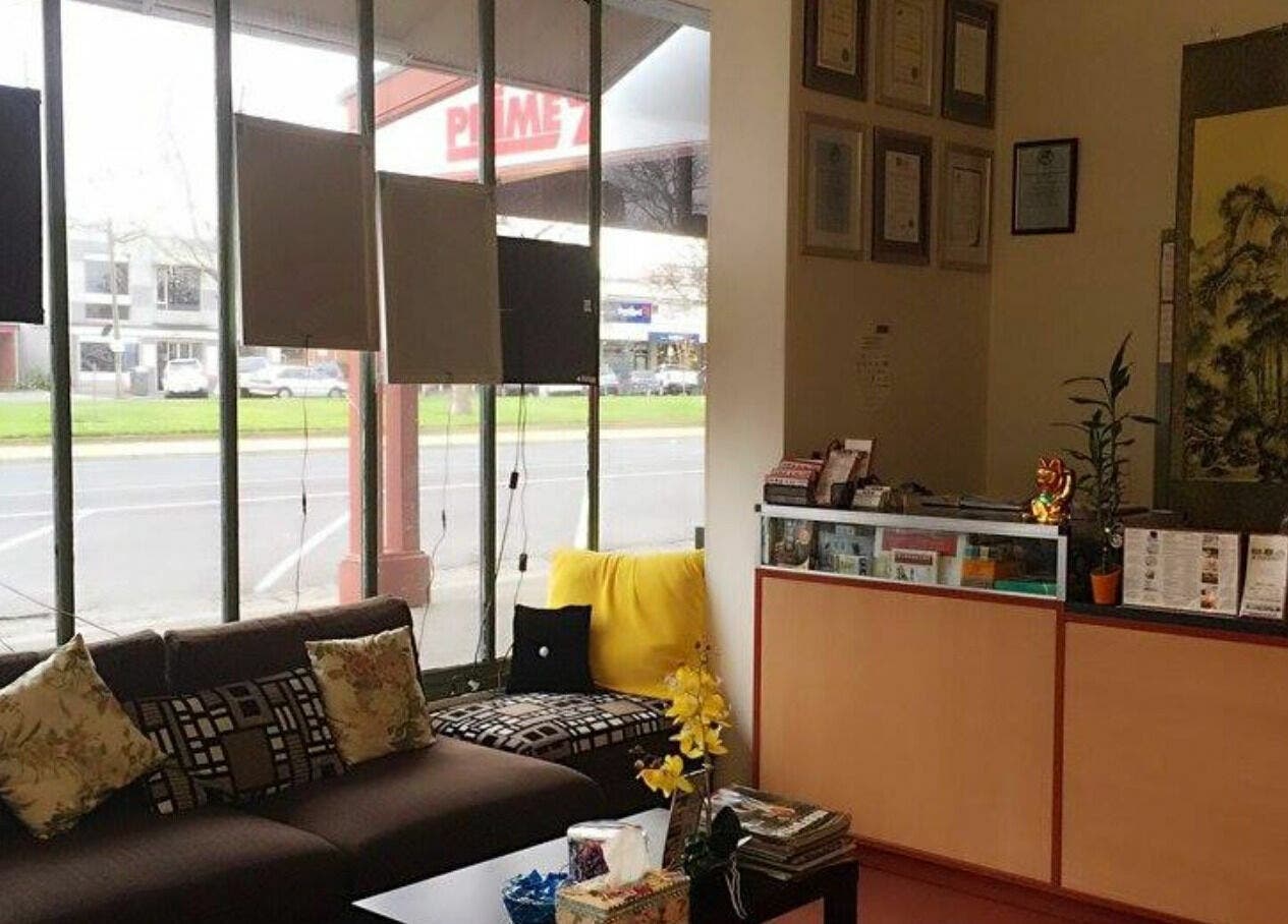 Relaxing reception area at RTC Golden Point in Golden Point, Victoria, AU showcasing comfortable seating and decor.