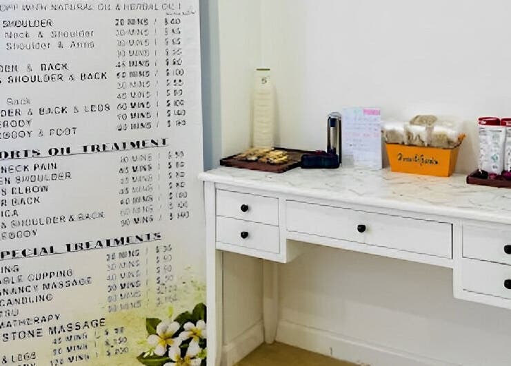 Treatment menu at RTC Wendouree Branch, Wendouree, Victoria, AU, on a stylish marble counter.
