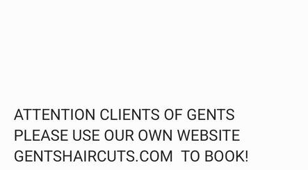 Gents Barber Shop booking notice in Hampton, New Hampshire, US, directs clients to gentshaircuts.com.