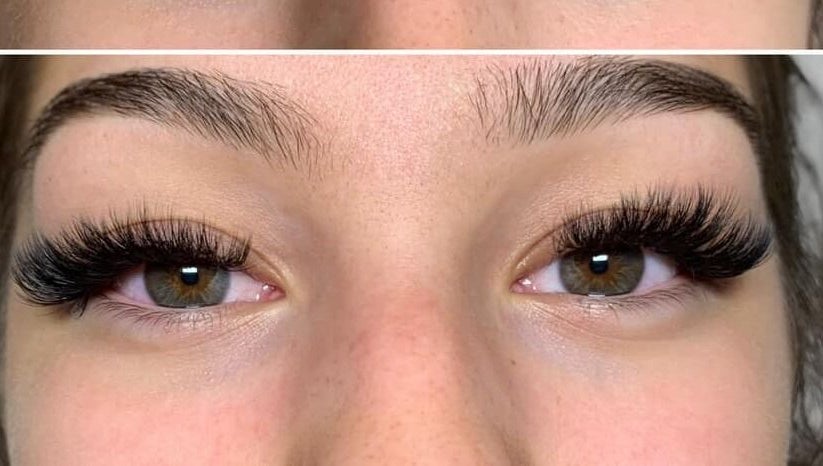 Close-up of lash extensions at D's Lashes & Esthetics, Spruce Grove, Alberta, CA, showcasing beauty transformation.