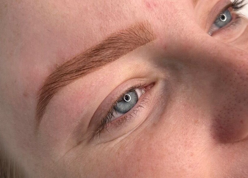 Closeup of beautifully shaped eyebrows at The Skin Genesis Collective, Nedlands, Western Australia, AU.