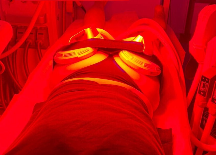 Red light therapy session at The Skin Genesis Collective, Nedlands, Western Australia, AU.