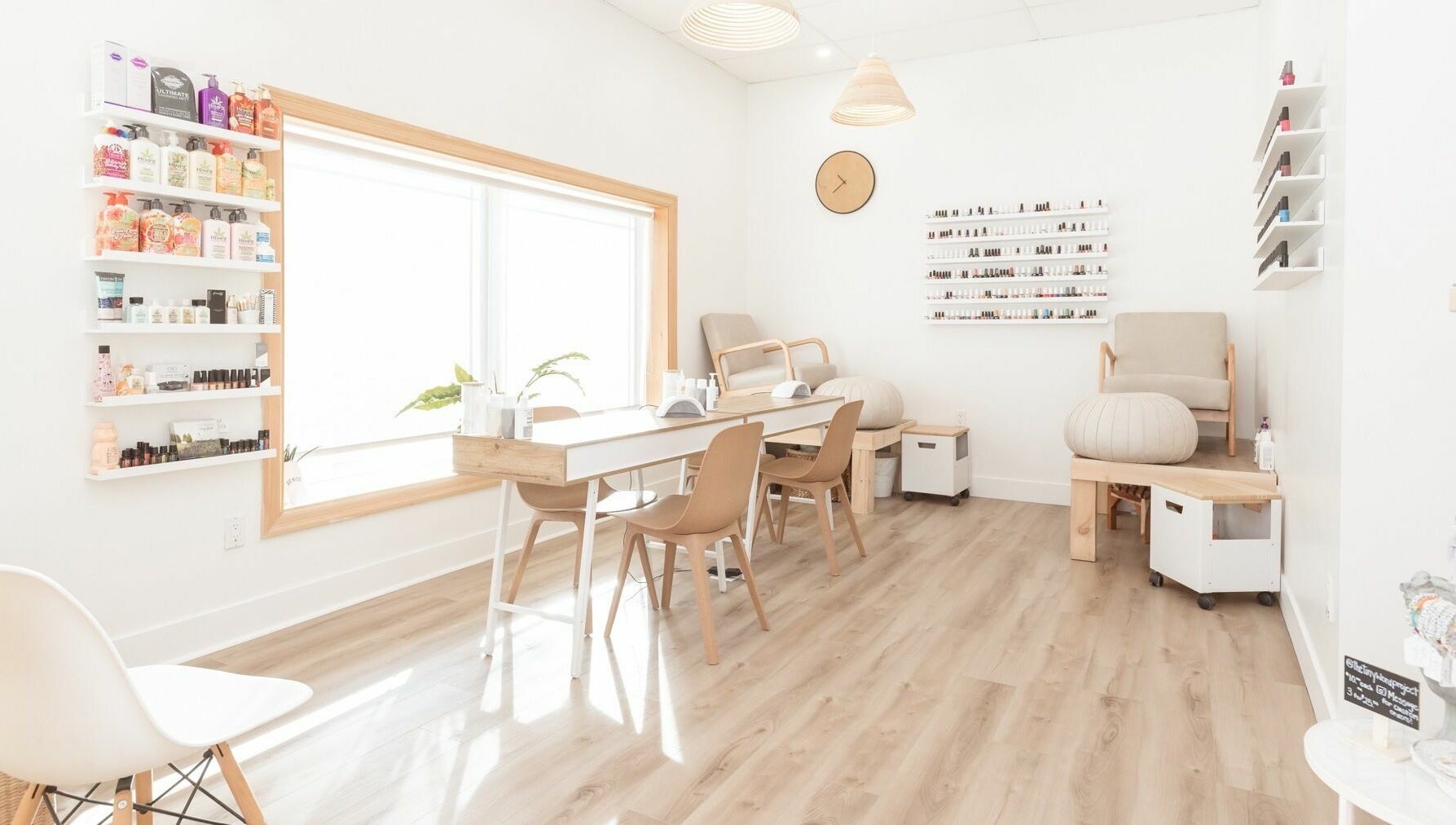 Bright, welcoming interior of Lifted Lash Lounge and Wellness Spa located in Clinton, Ontario, CA.