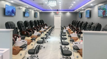 Chic pedicure chairs at Epic Nail Bar, Orleans, Massachusetts, US, offering a luxurious pampering experience.