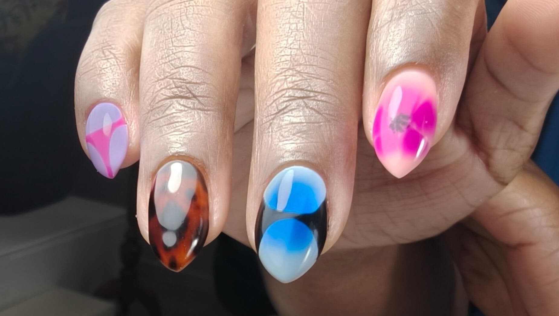 Stylish nail art at Goddess Nail Studio, Auckland, Auckland, NZ, showcasing unique designs and vibrant colors.