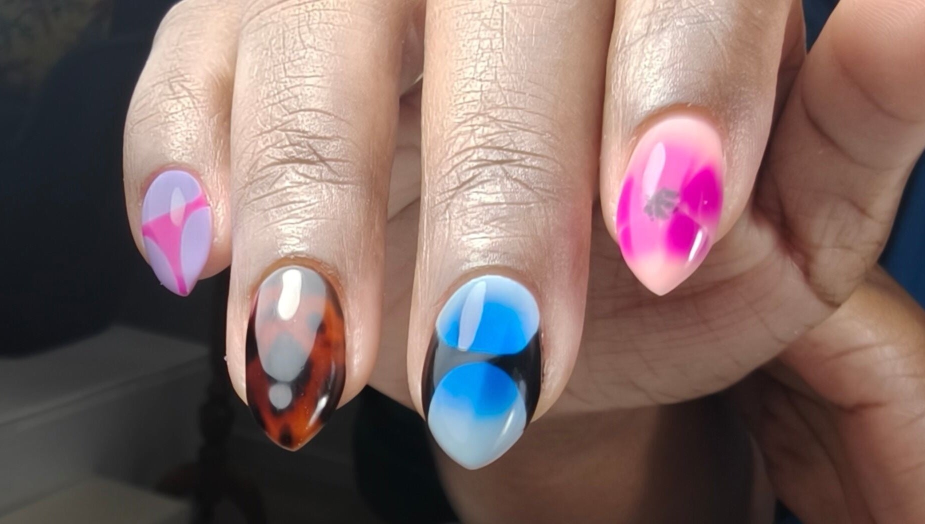 Stylish nail art at Goddess Nail Studio, Auckland, Auckland, NZ, showcasing unique designs and vibrant colors.