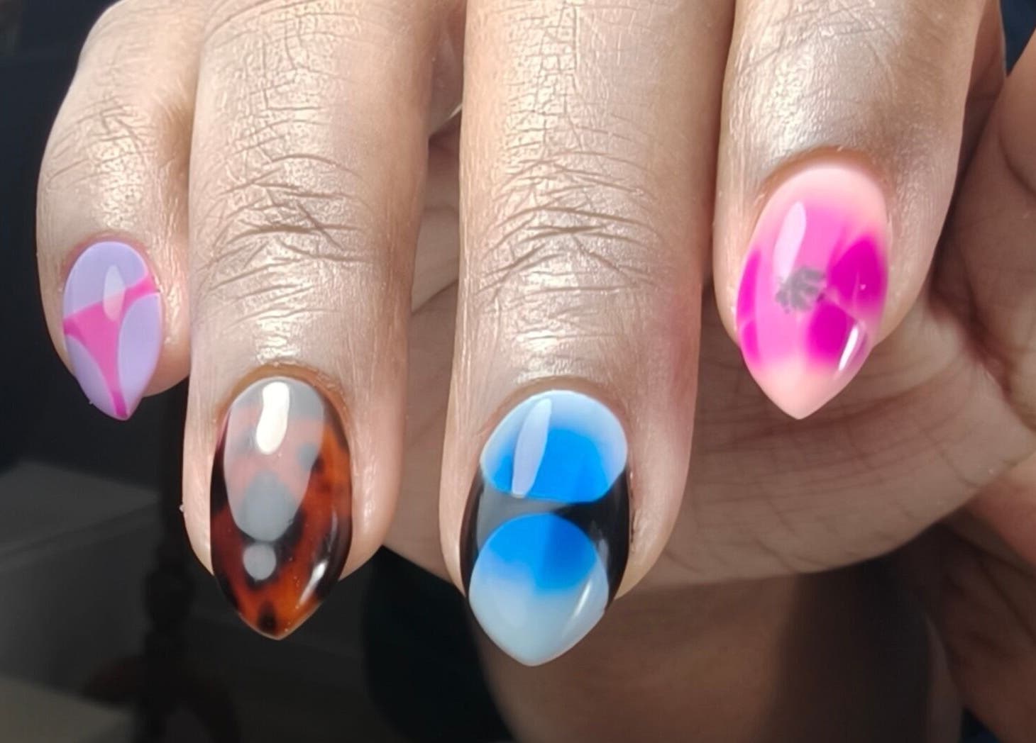 Stylish nail art at Goddess Nail Studio, Auckland, Auckland, NZ, showcasing unique designs and vibrant colors.