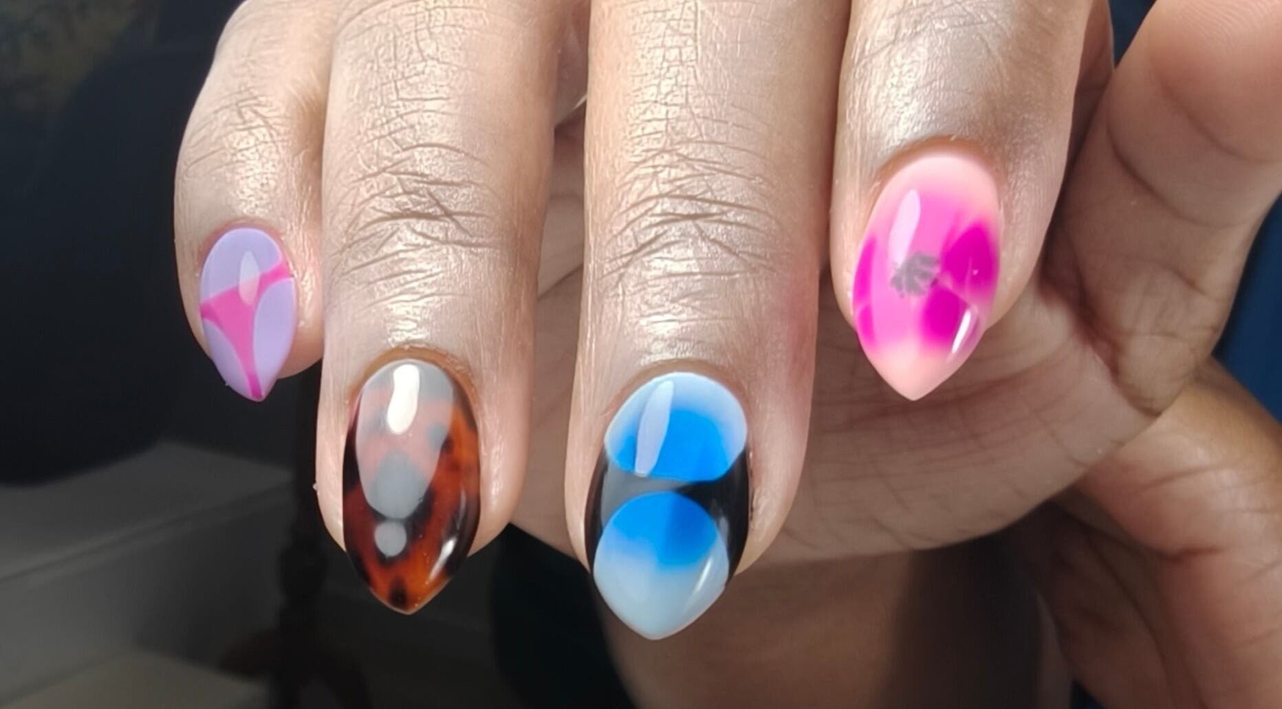 Stylish nail art at Goddess Nail Studio, Auckland, Auckland, NZ, showcasing unique designs and vibrant colors.