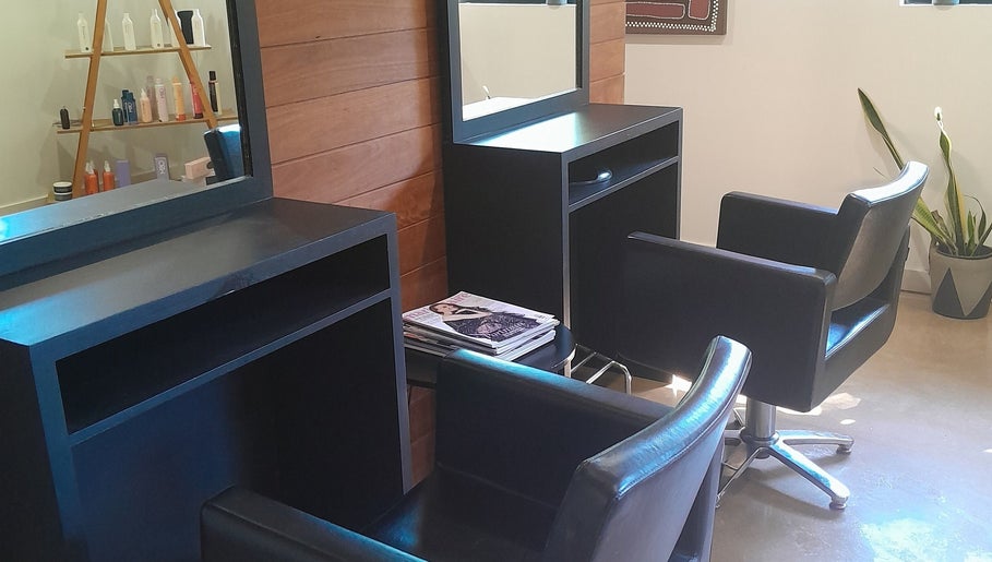 Chic hair styling chairs and mirror at Lelani Hair, Broome, Western Australia, AU.