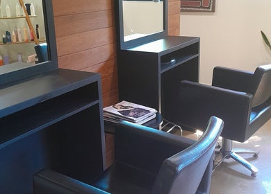 Chic hair styling chairs and mirror at Lelani Hair, Broome, Western Australia, AU.