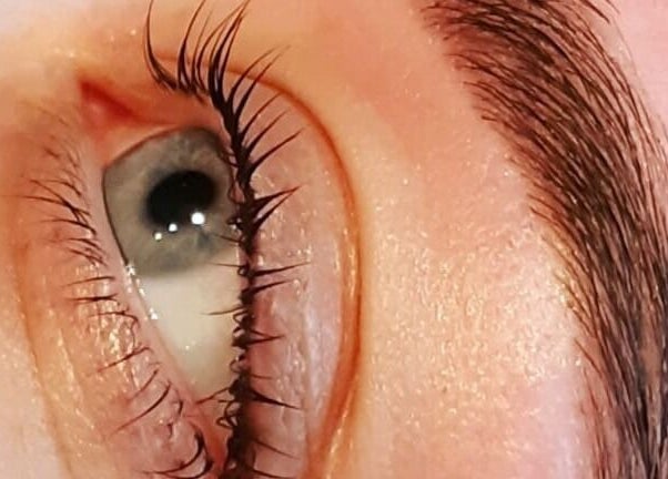 Close-up of a well-groomed eye and lashes at Tina Jane, Urmston, England, GB.