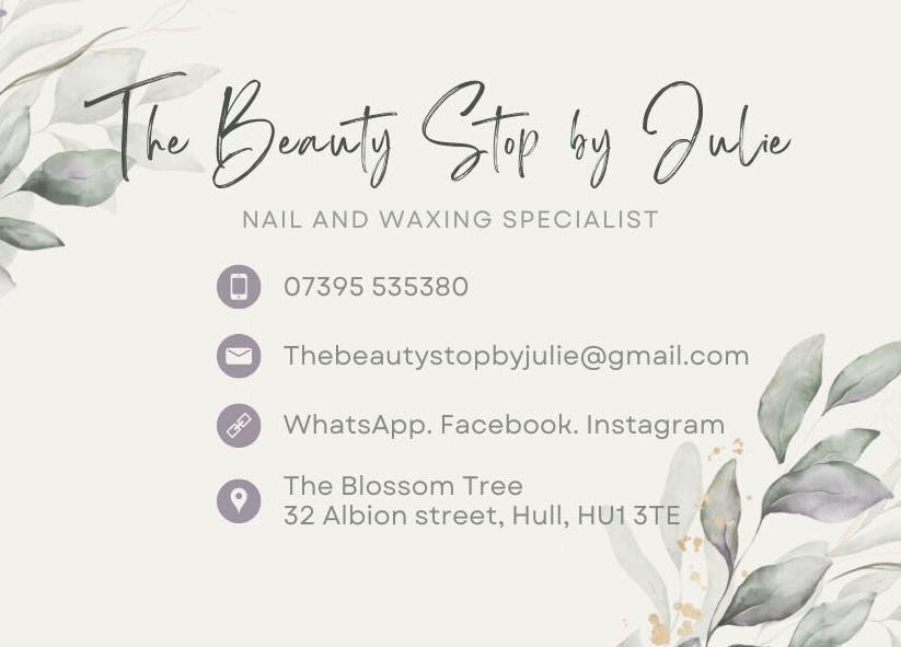 Contact information for The Beauty Stop by Julie, Hull, England, GB with elegant botanical design.