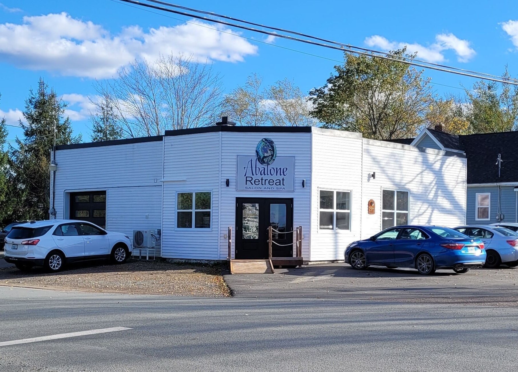 Exterior view of Abalone Retreat in Stewiacke, Nova Scotia, CA, showcasing its calm and welcoming atmosphere.