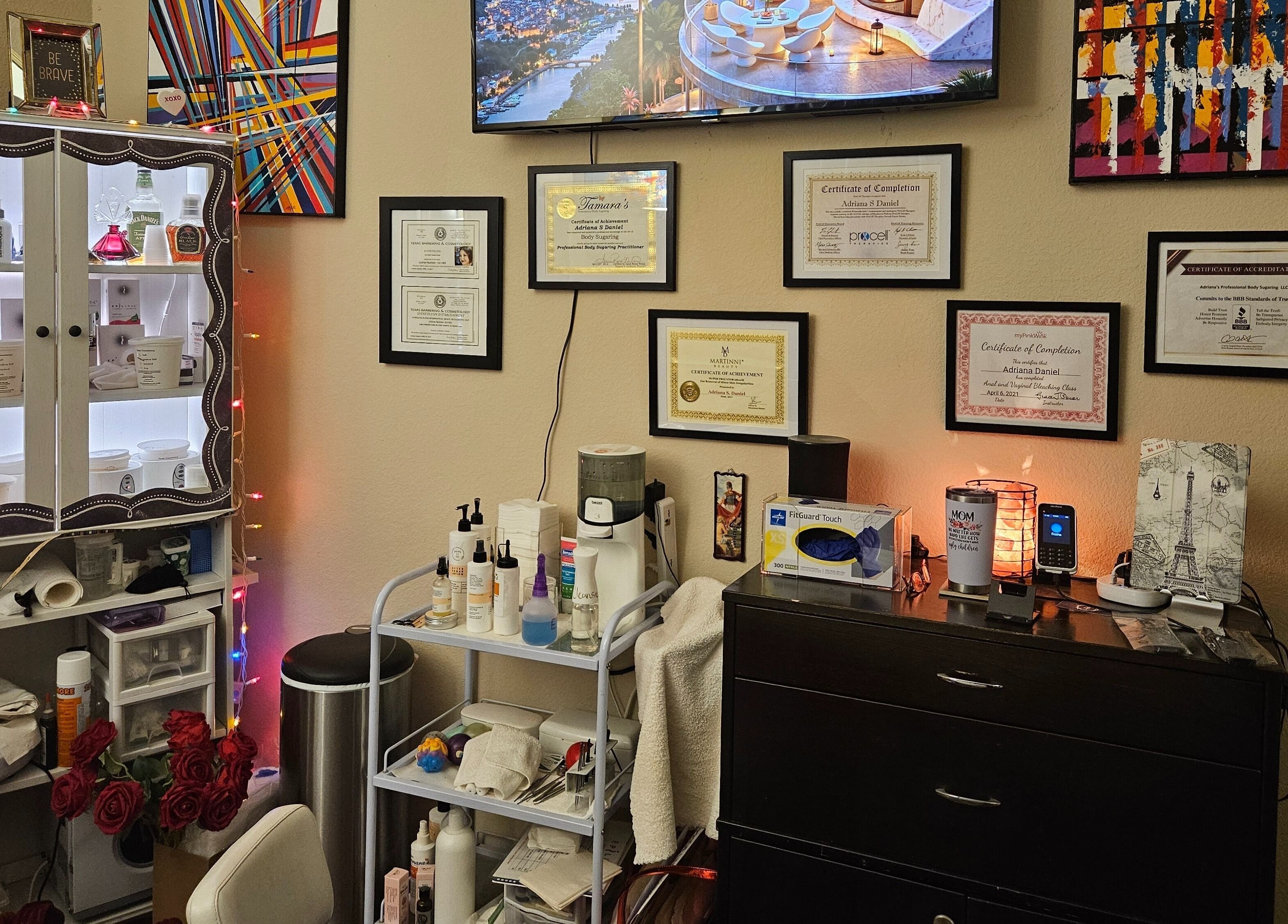 Cozy interior of Adriana's Professional Body Sugaring and Neuro Divergent Affirming Coach in Keller, Texas, US.