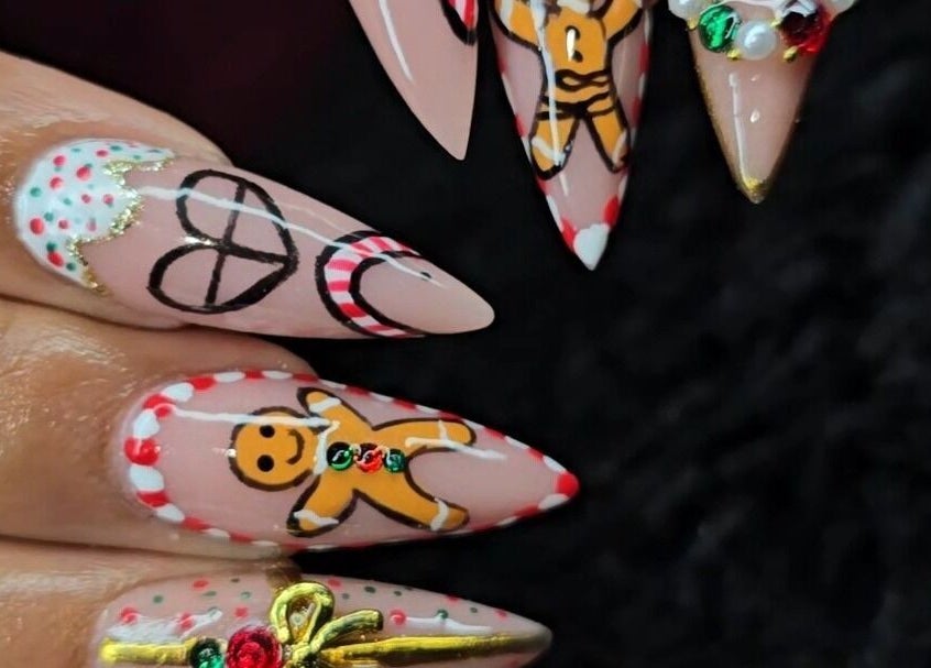 Festive nail art at The Wild Dragonfly Spa, Tunapuna/Piarco Regional Corporation, TT.