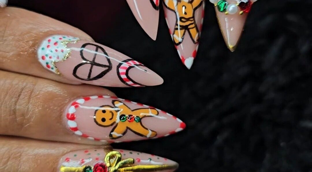 Festive nail art at The Wild Dragonfly Spa, Tunapuna/Piarco Regional Corporation, TT.