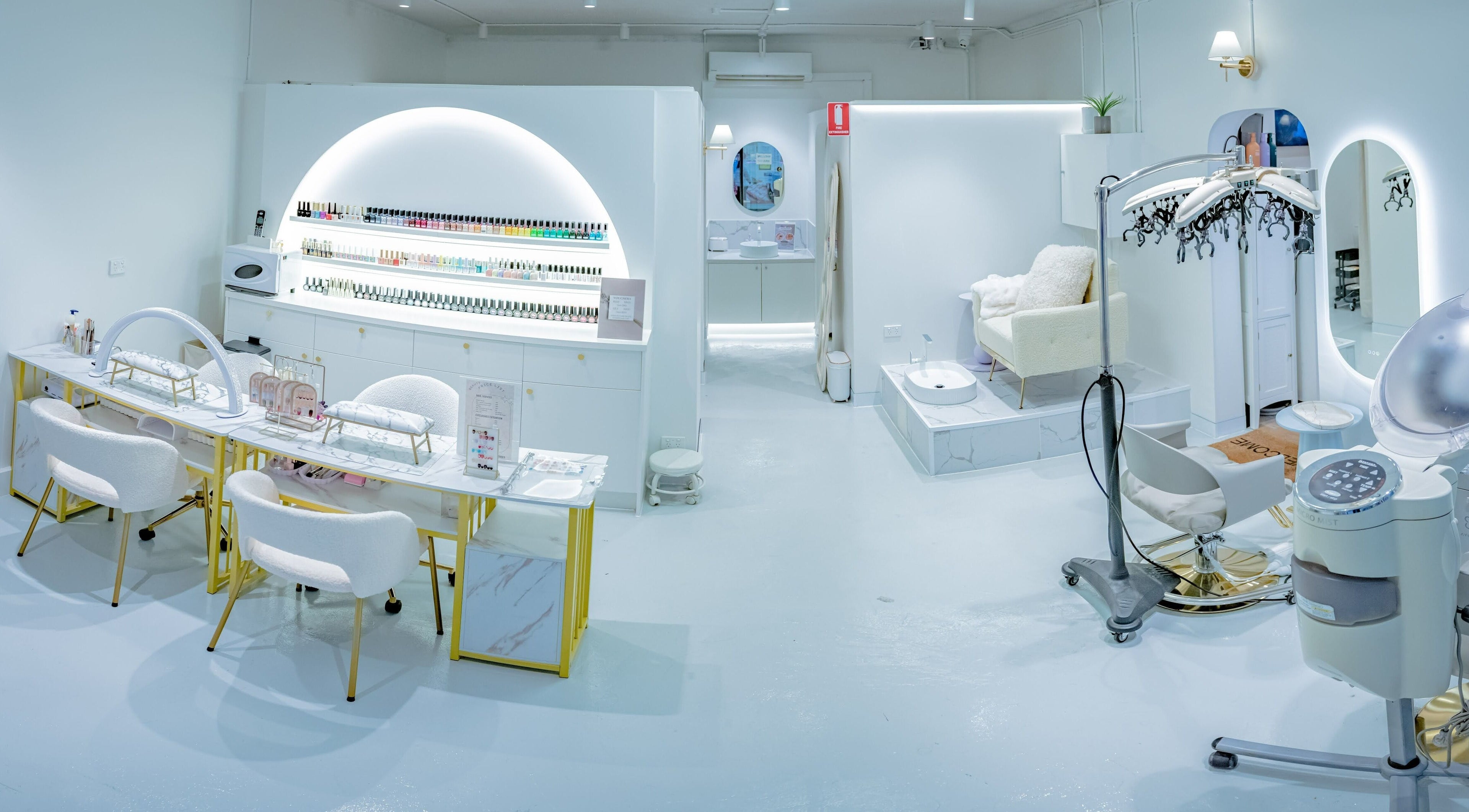 Modern beauty salon interior at Jenny House Castle Hill Hair & Beauty, Castle Hill, New South Wales, AU.