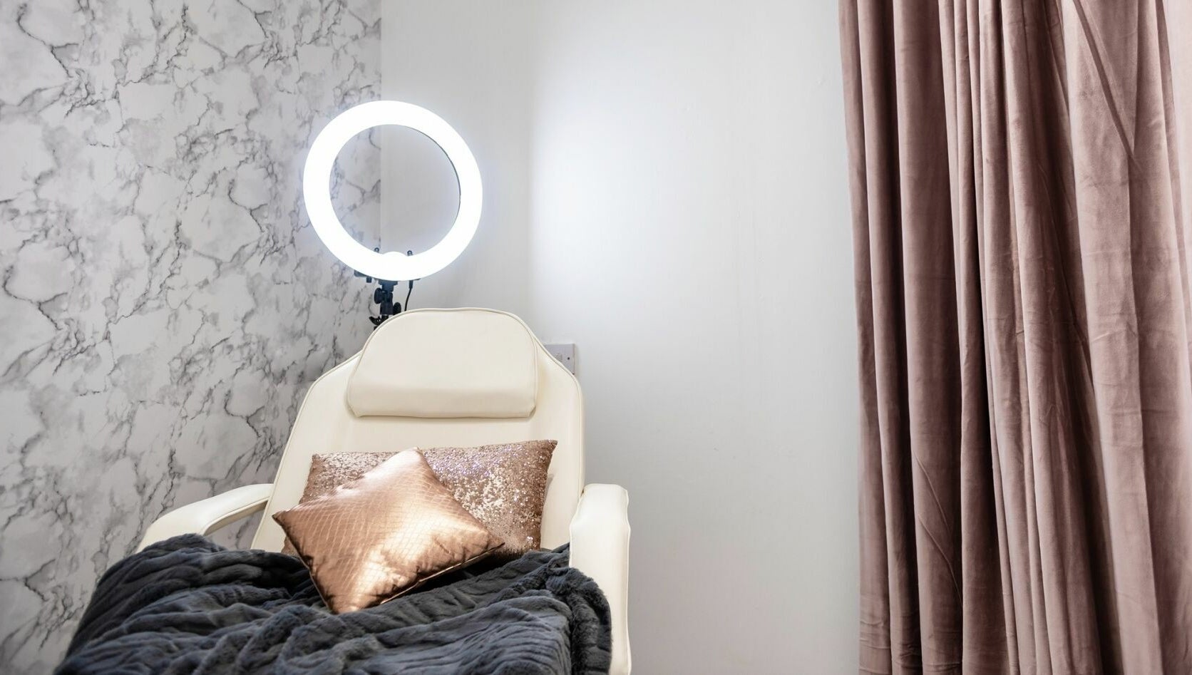 Luxurious spa chair at That Rosie Glow - Edinburgh, Scotland, GB, with elegant decor.