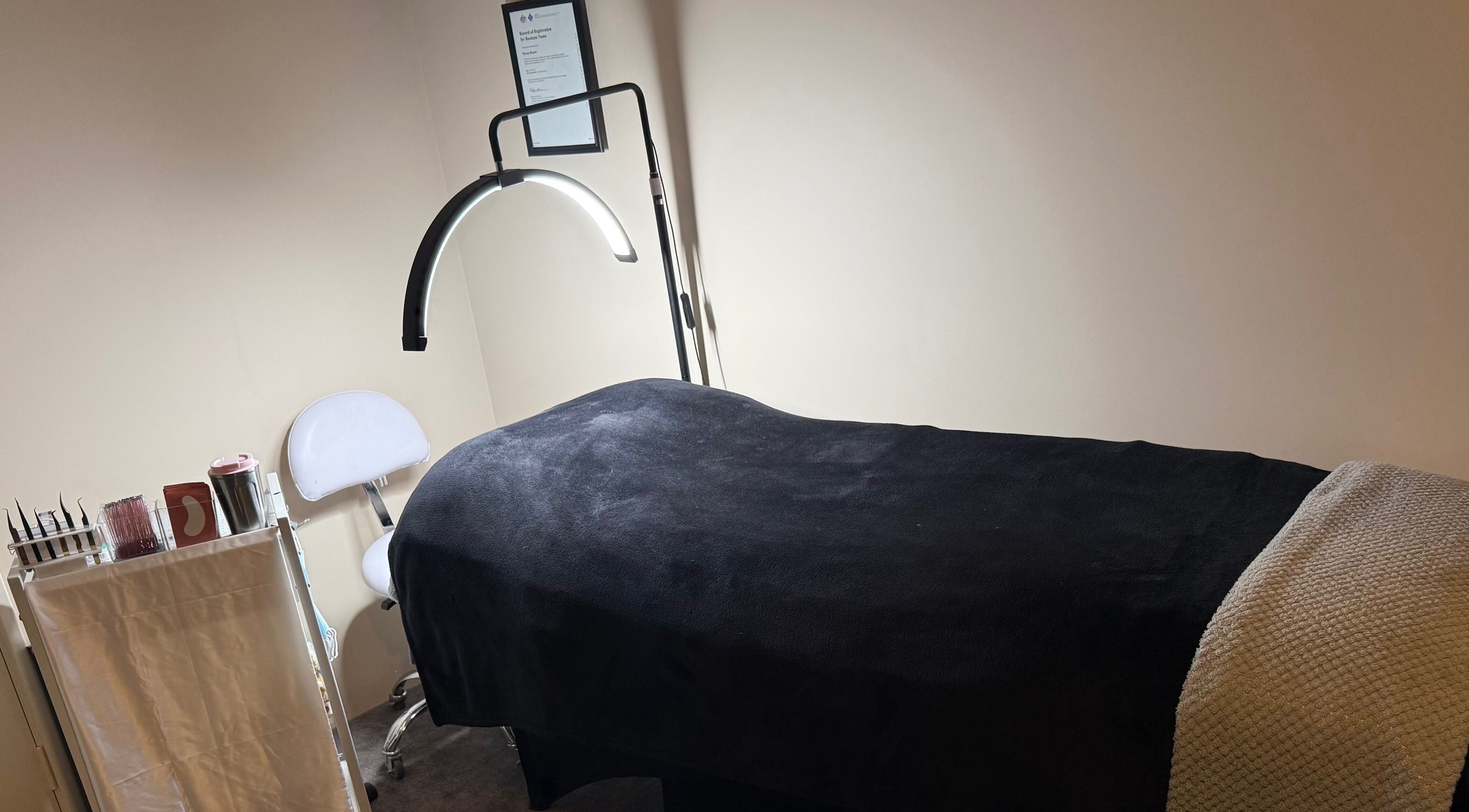 Tranquil spa treatment room at Raven Beauté in Byford, Western Australia, AU.