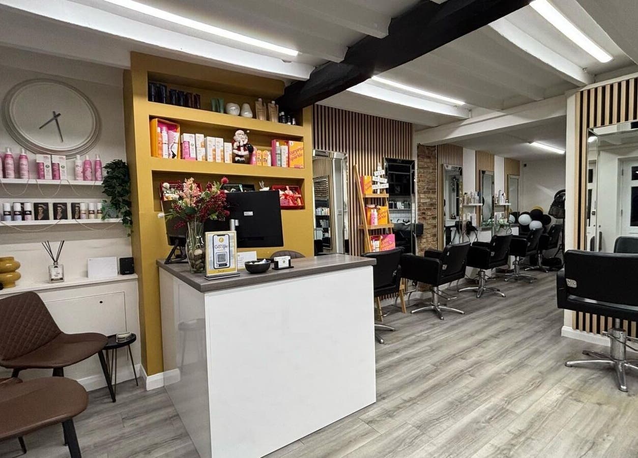Sophisticated interior of Clip’so Ely, Ely, England, GB with modern decor and sleek salon chairs.