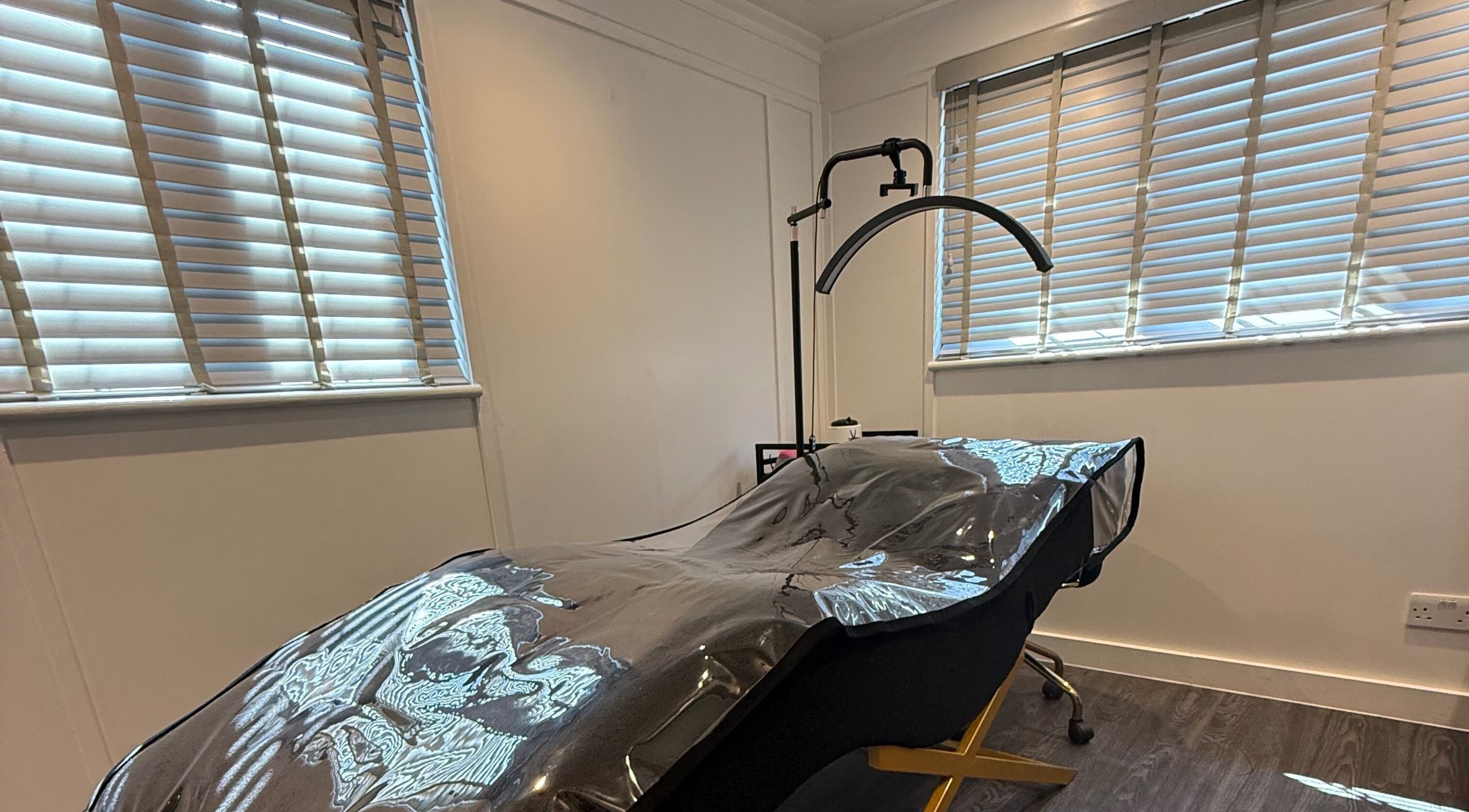 Calming treatment room at Ongar Beauty, The Village, Willingale, England, GB, perfect for relaxation.