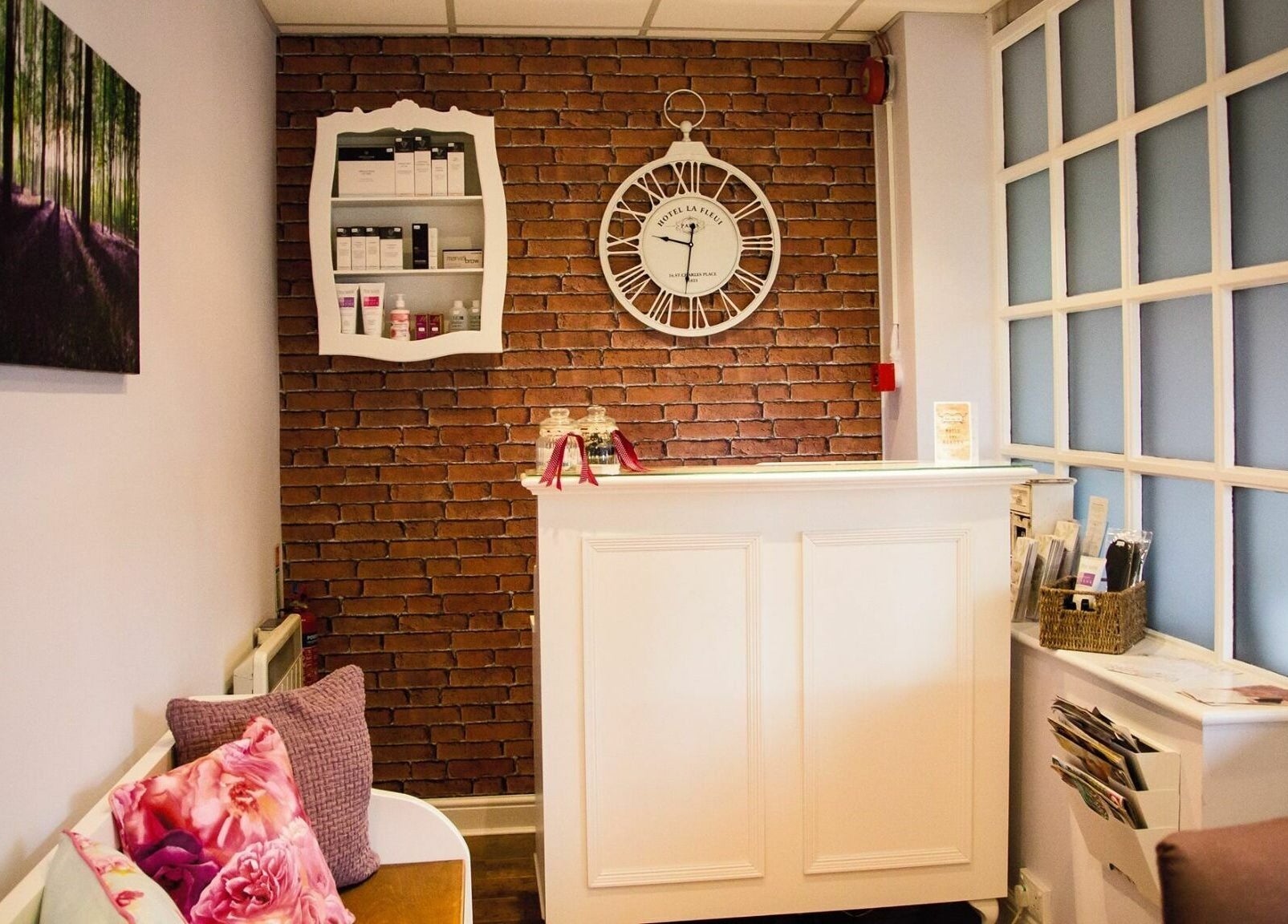 Reception area of Belle La Vie in Binfield, England, GB with a chic design and inviting decor.