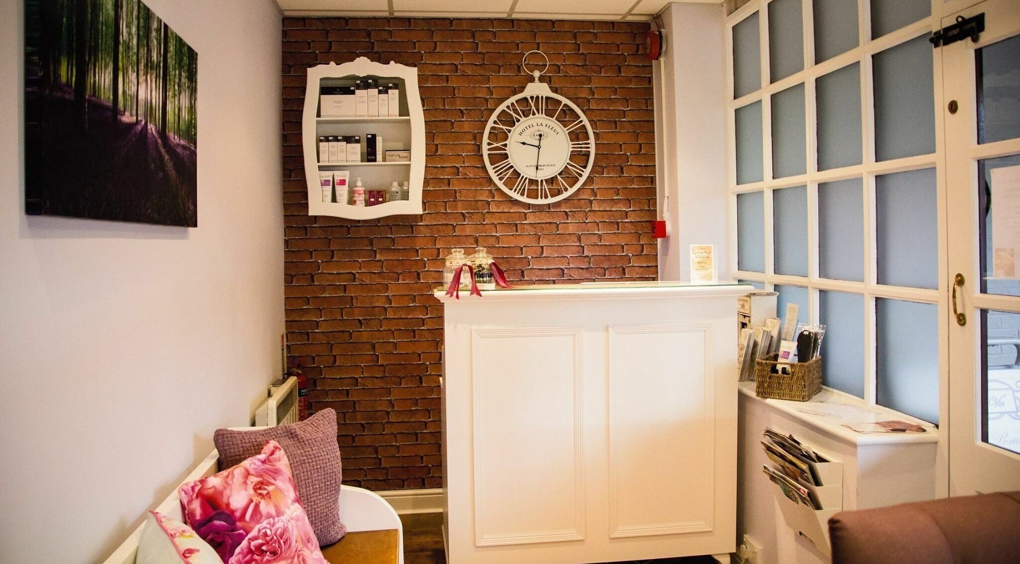 Reception area of Belle La Vie in Binfield, England, GB with a chic design and inviting decor.