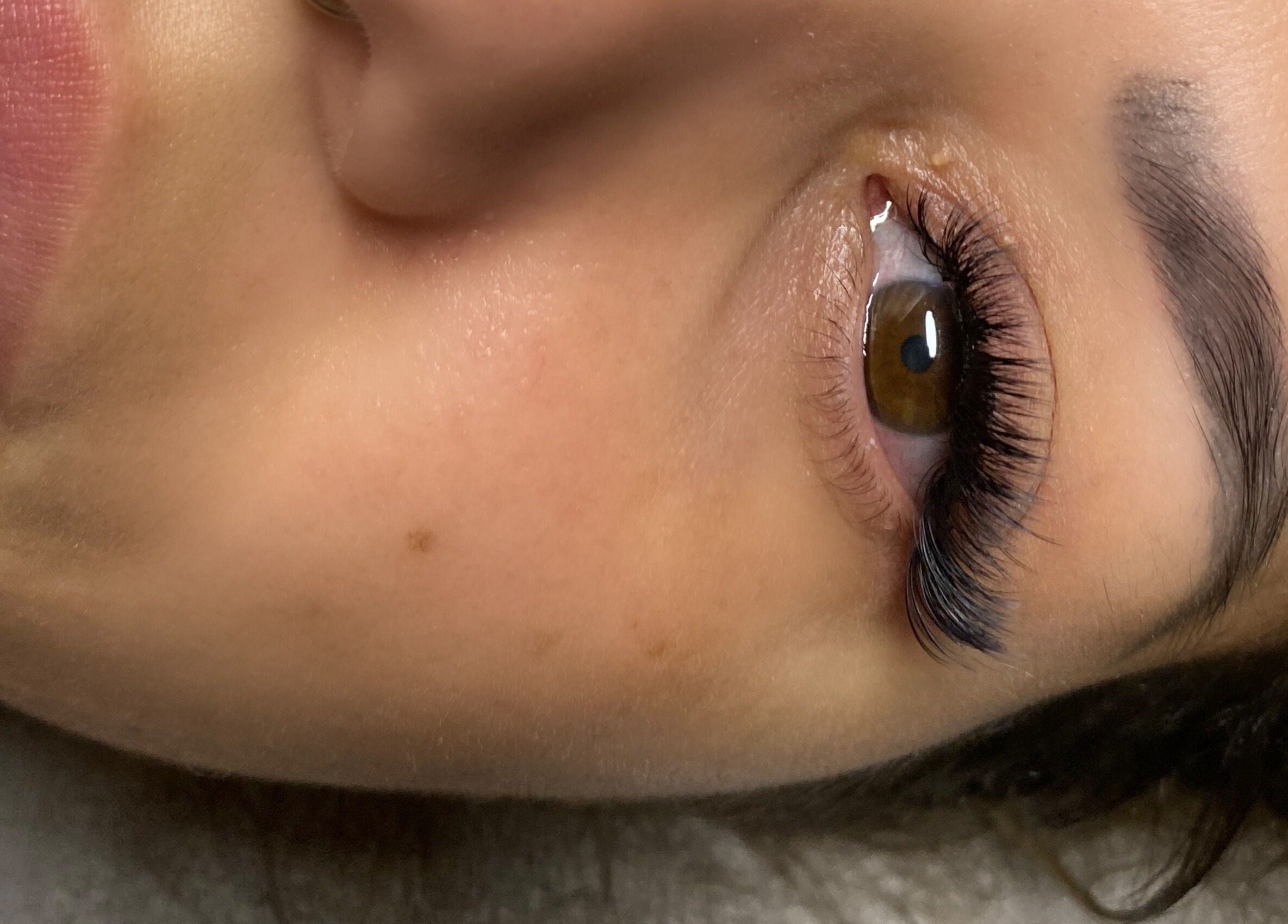 Close-up of eyelash extensions at Blinq Lashes, Stirling, Western Australia, AU.