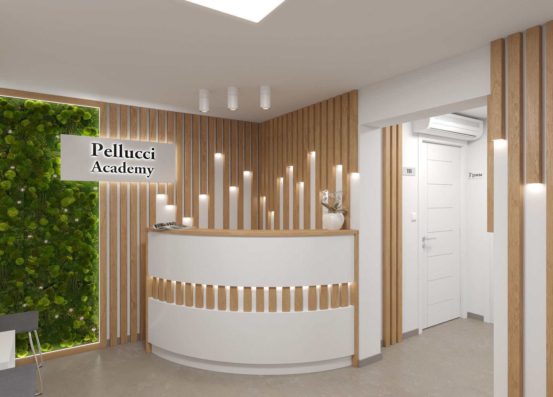 Интериор на Pellucci / Пелучи гр.Ботевград, Ботевград, Софийска област, BG с елегантен зелен панел.