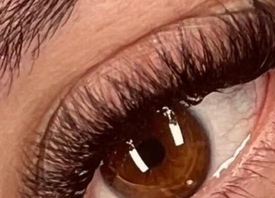 Close-up of expertly done eyelashes at Lashes and Lasering, Poringland, England, GB.