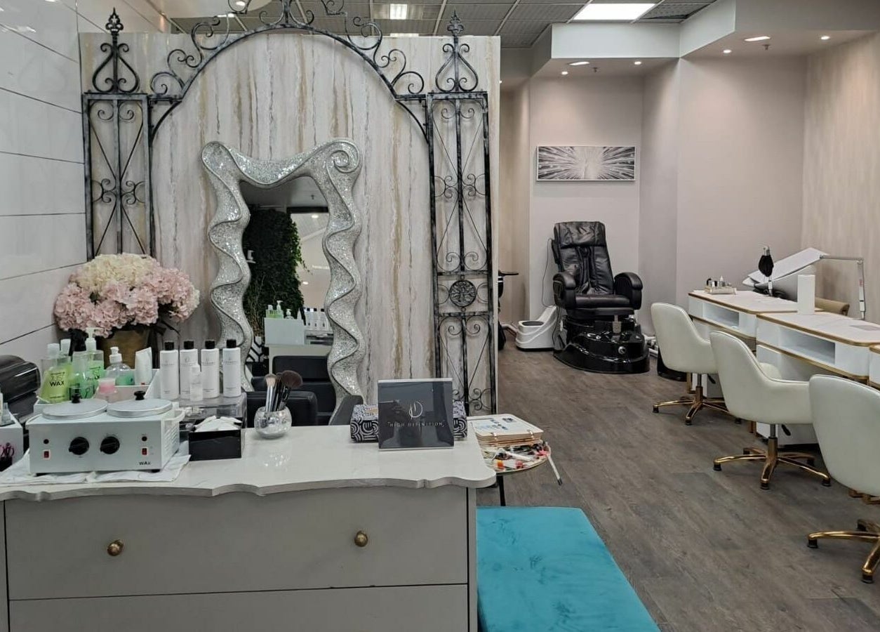 Interior view of Cover Beauty - Metrocentre, featuring elegant styling stations in Metrocentre, England, GB.