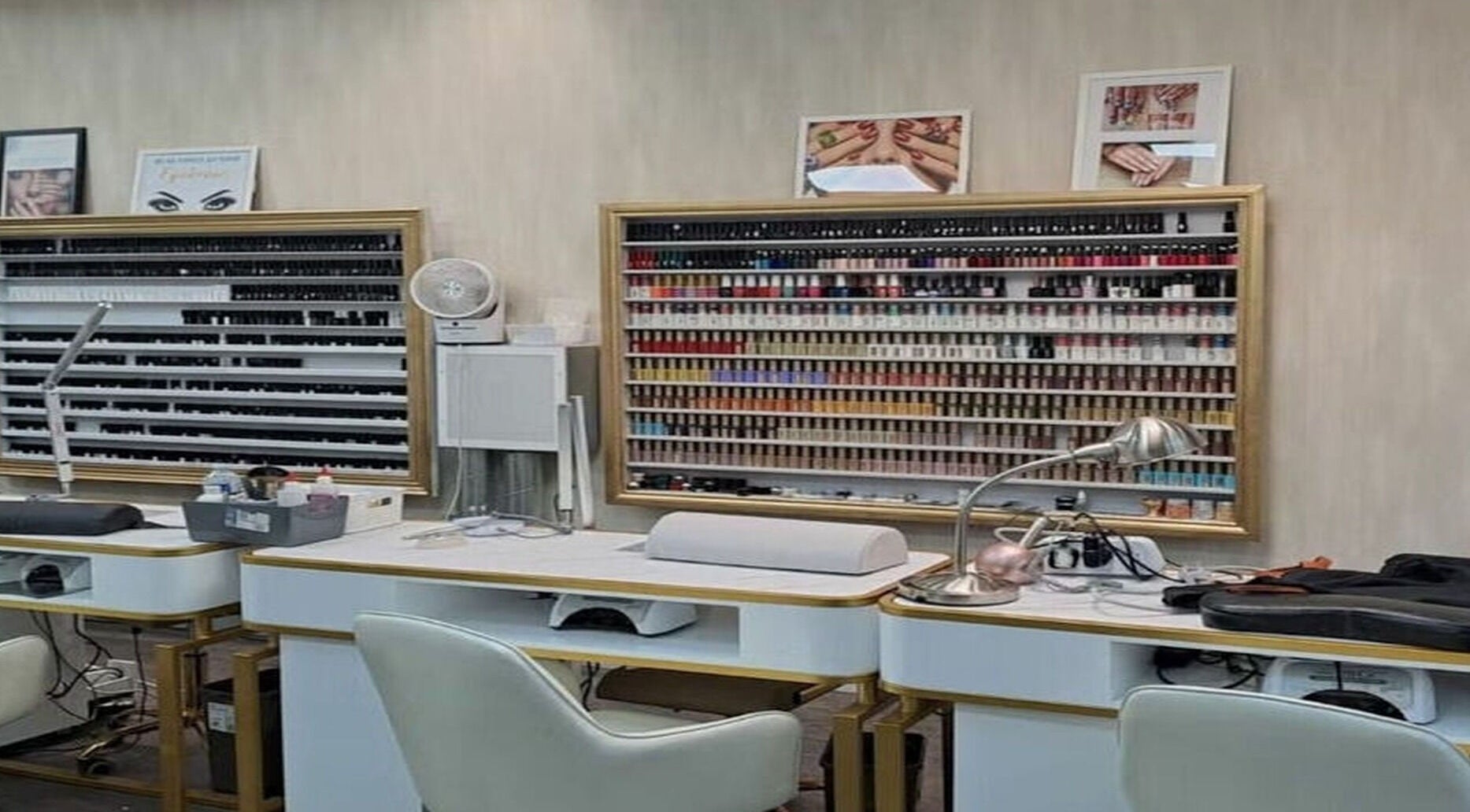 Cover Beauty - Newcastle nail polish display at a chic salon in Newcastle upon Tyne, England, GB.