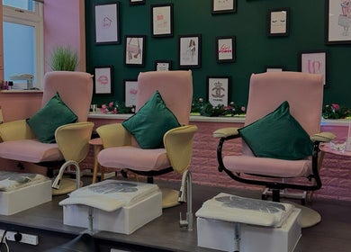 Luxurious pedicure chairs at Nails And The City London, Birmingham, England, GB, offering a stylish experience.