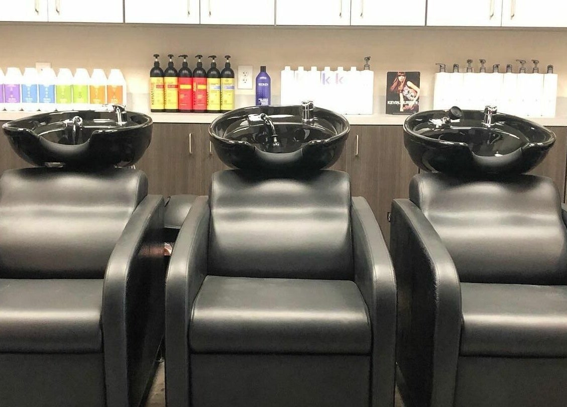Modern shampoo stations at Cheveux Salon in Hendersonville, Tennessee, US, offering luxurious hair care services.