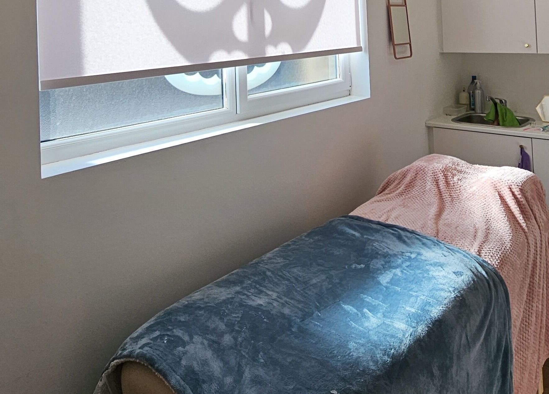 Peaceful therapy room at Offbeat Beauty Collective, Sheffield, England, GB with soft natural light.