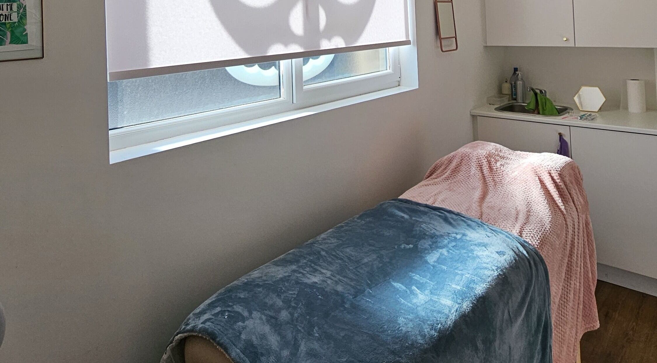 Peaceful therapy room at Offbeat Beauty Collective, Sheffield, England, GB with soft natural light.