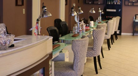 Stylish nail stations at The Nail Retreat Dublin, located in Dublin, Ohio, US, offering a serene manicure experience.