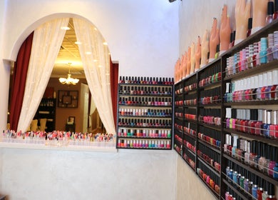 Vibrant nail polish display at The Nail Retreat Dublin in Dublin, Ohio, US, showcasing diverse color options.