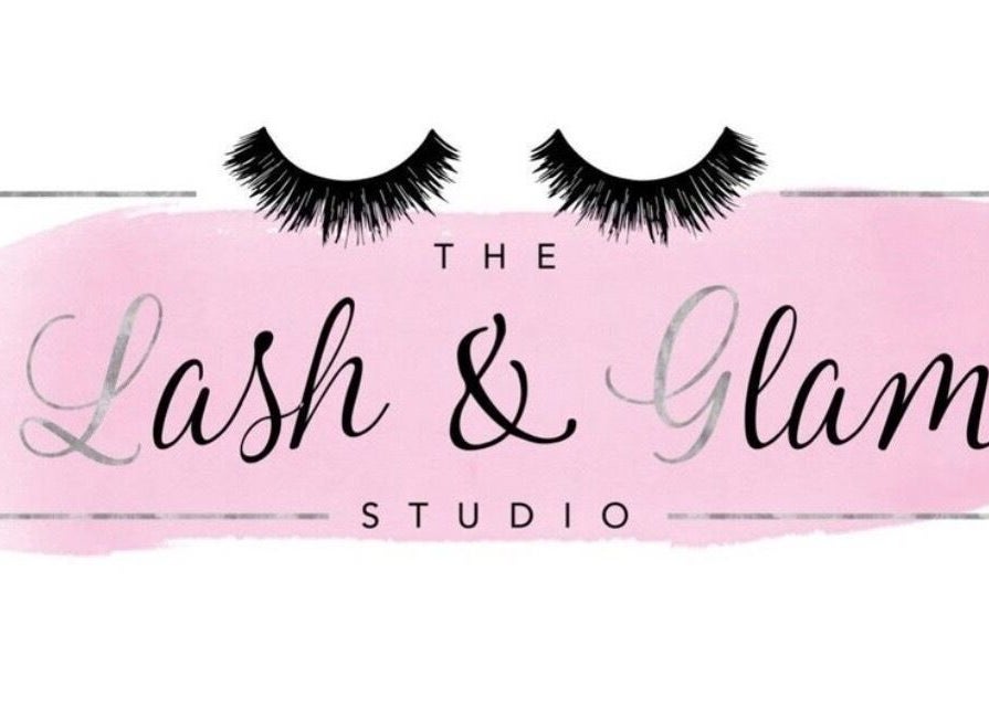 The Lash and Glam Studio logo in pink with lashes, located in Perth, Scotland, GB.