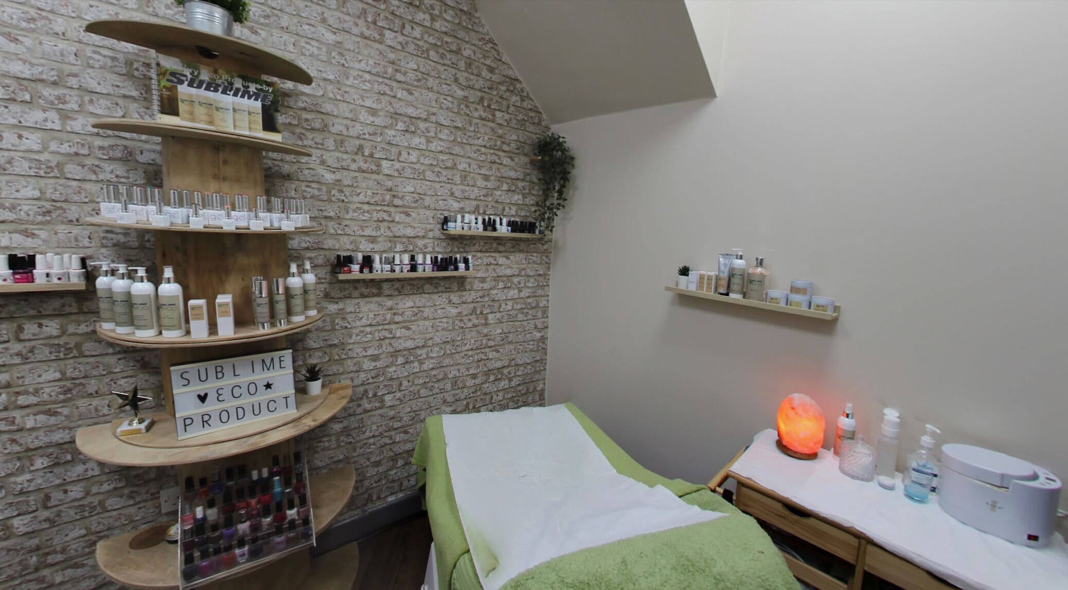 Sublime Eco Hair and Beauty Salon in Littleborough, England offers a tranquil treatment space with eco-friendly products.
