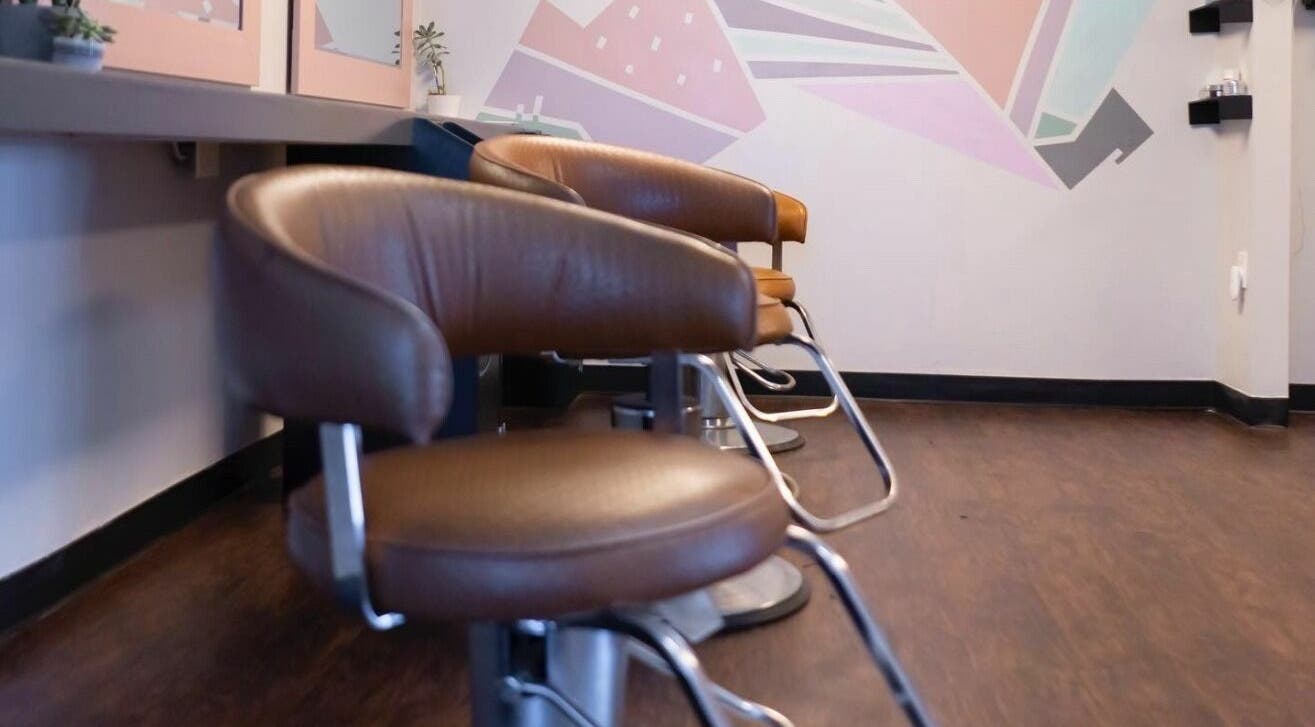 Modern salon chairs inside The Grey Rose Salon in Dallas, Pennsylvania, US showcasing sleek design.