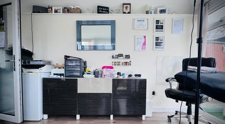 Lush Lashes & Microblading's cozy treatment area in Ellesmere Port, England, GB with beauty tools displayed.