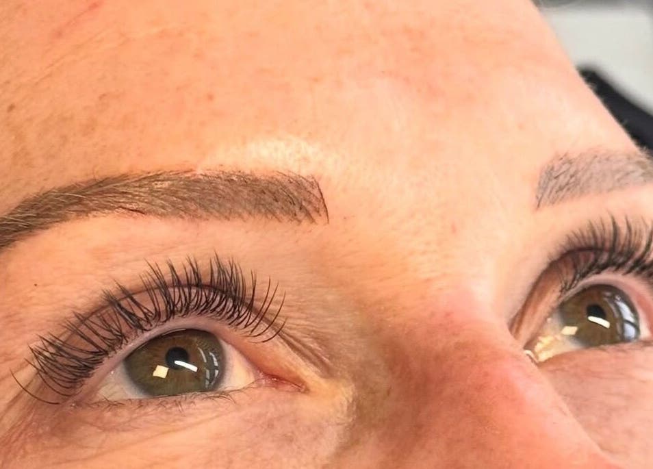 Close-up of expertly done eyelashes at Lush Lashes & Microblading, Great Sutton, England, GB.