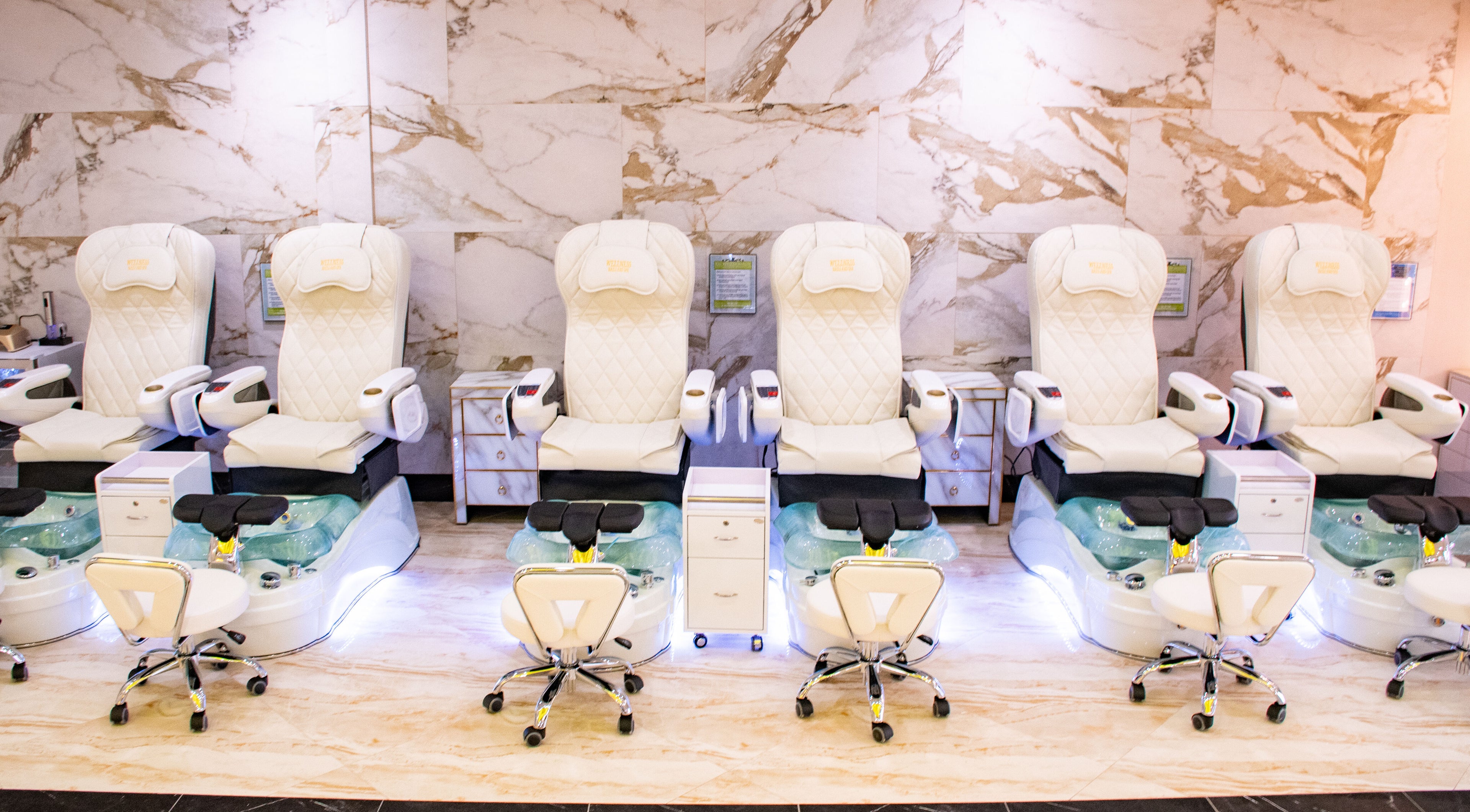 Luxurious pedicure chairs at LUXEBABE NAILS & SPA LLC, Boynton Beach, Florida, US, enhancing the spa experience.